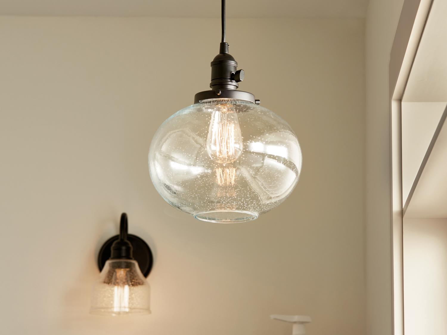 Kichler Avery 1-Light Black Globe Mini Pendant