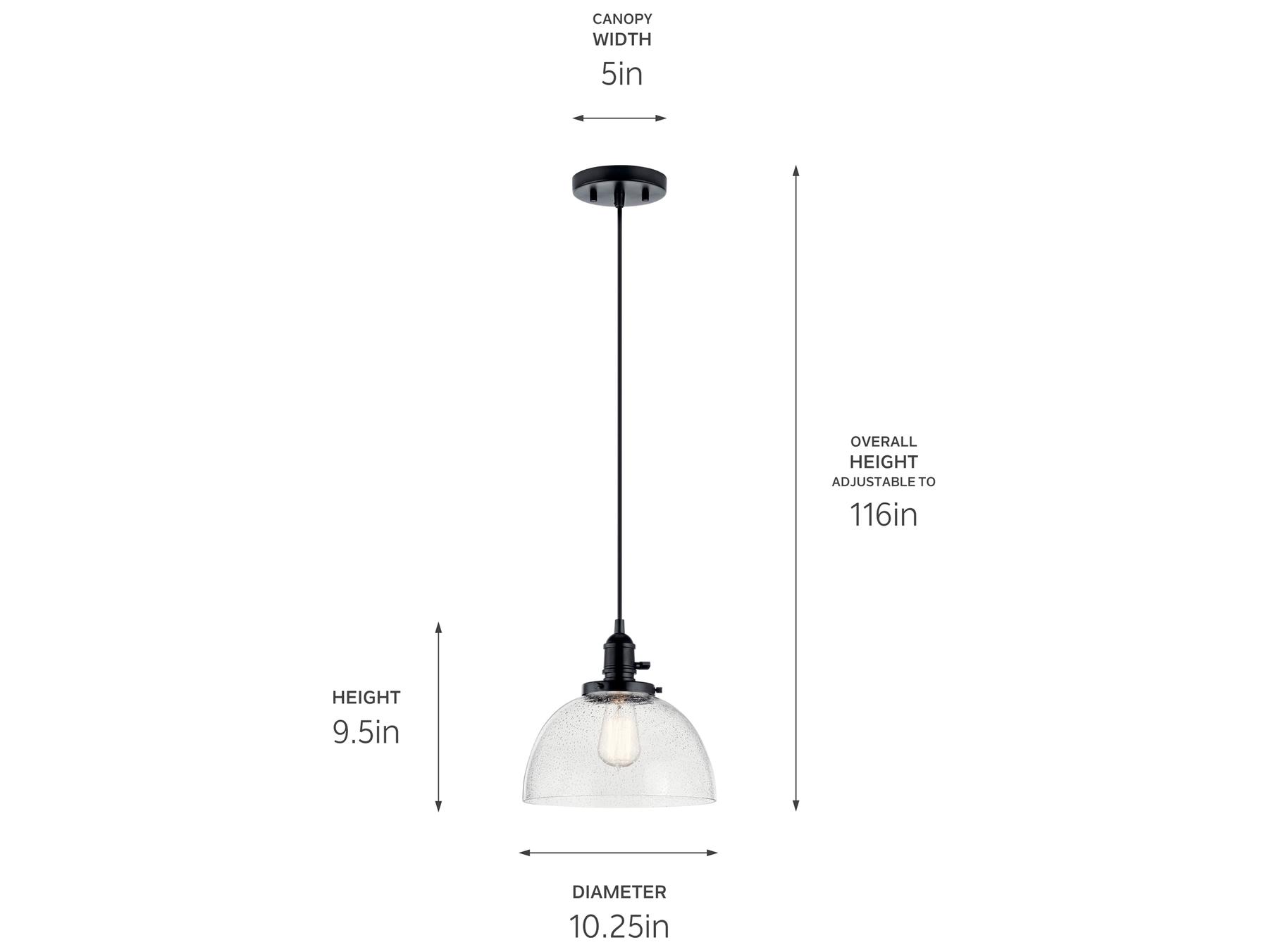 Kichler Avery 1-Light Black Dome Mini Pendant