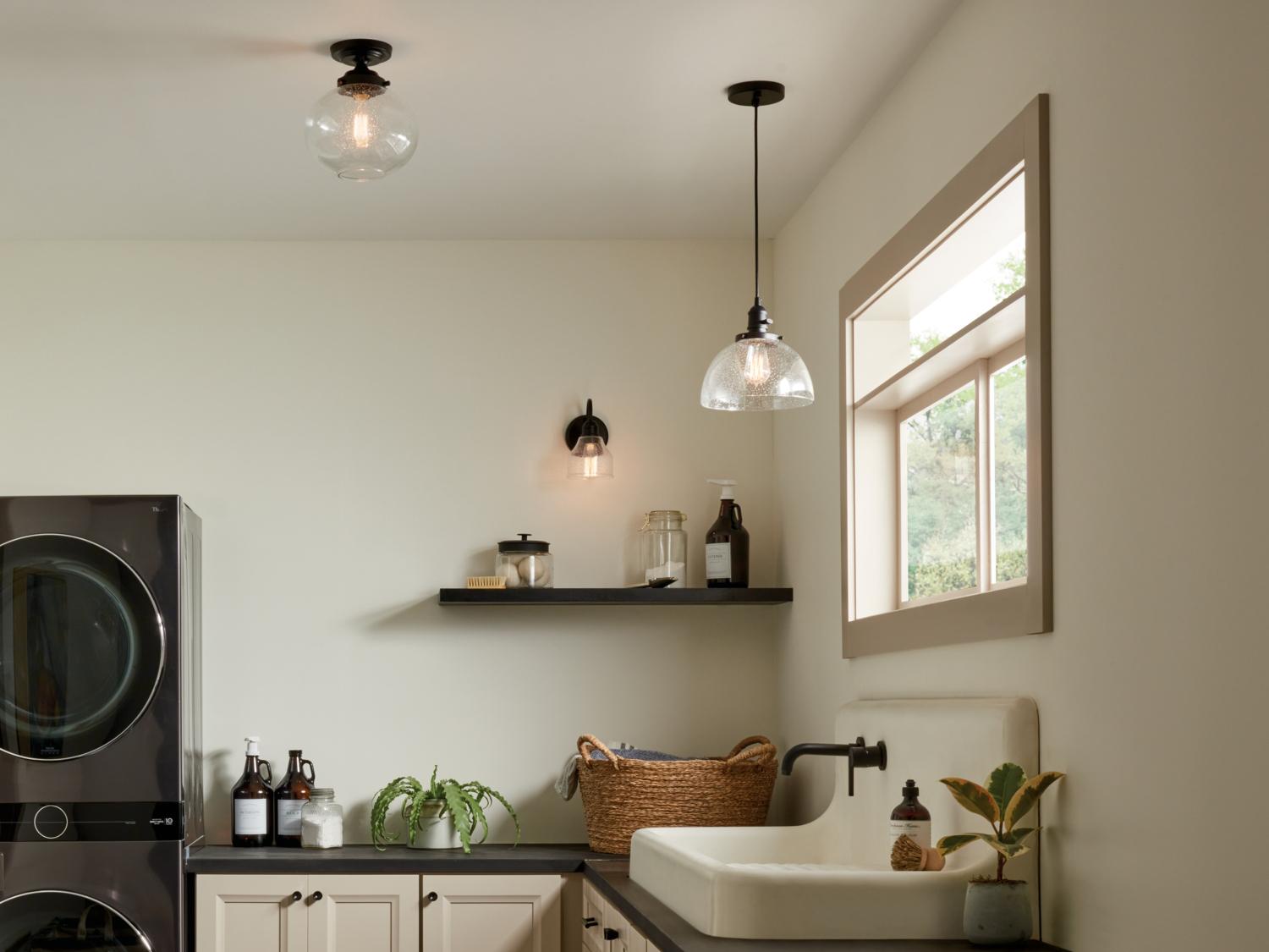 Kichler Avery 1-Light Black Dome Mini Pendant