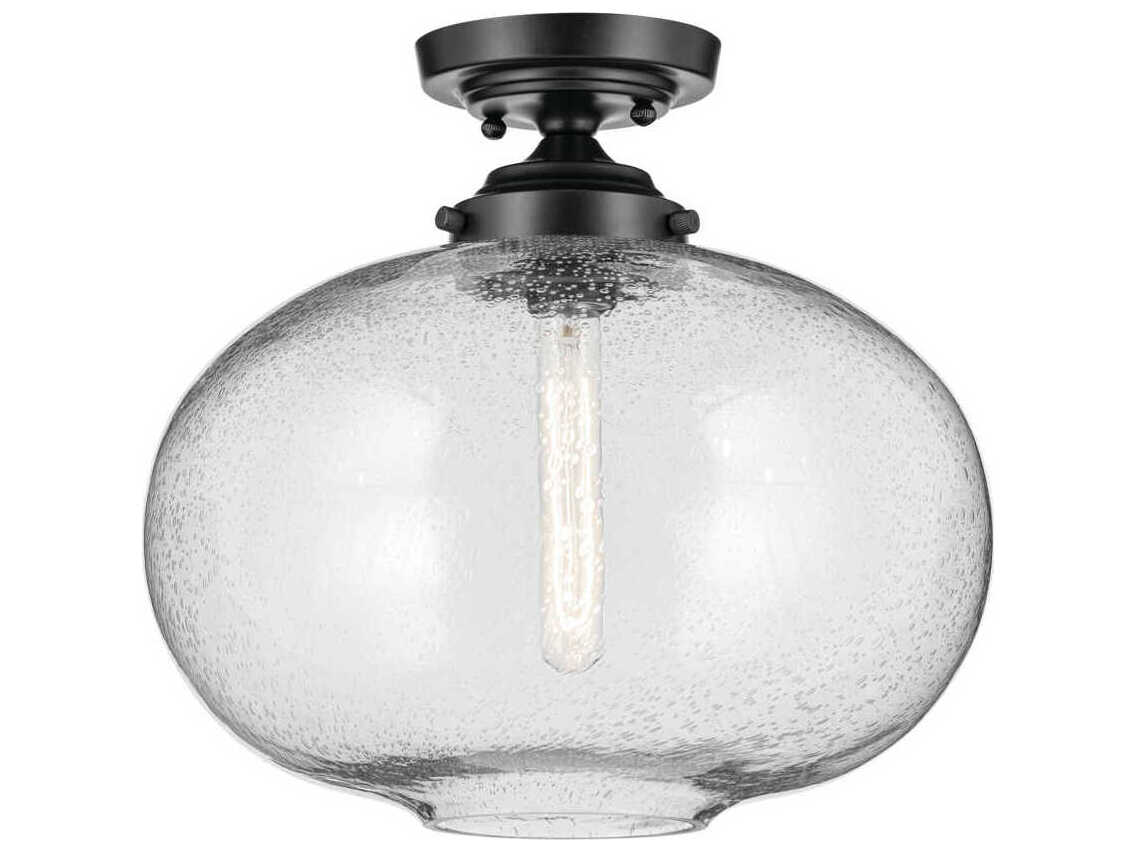 Kichler Avery 1-Light Black Globe Semi Flush Mount
