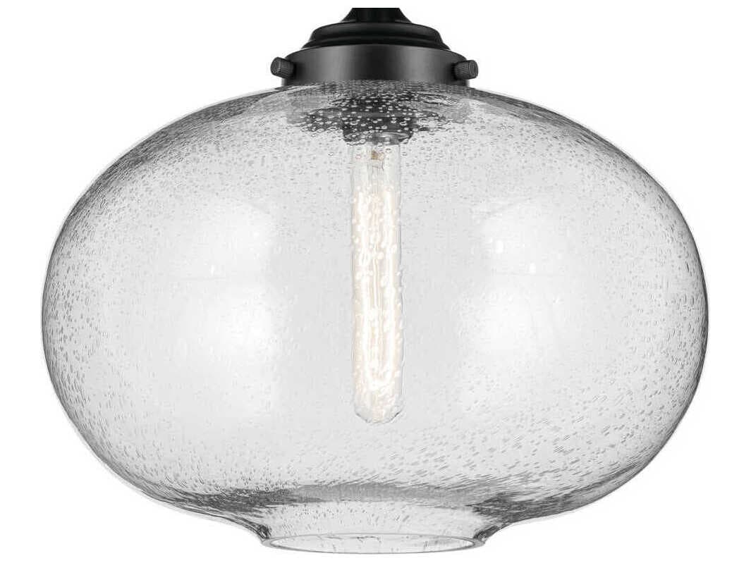 Kichler Avery 1-Light Black Globe Semi Flush Mount