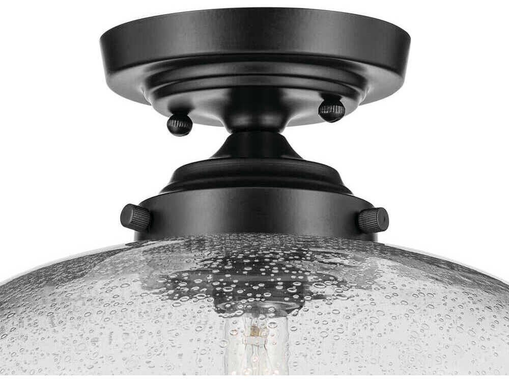 Kichler Avery 1-Light Black Globe Semi Flush Mount