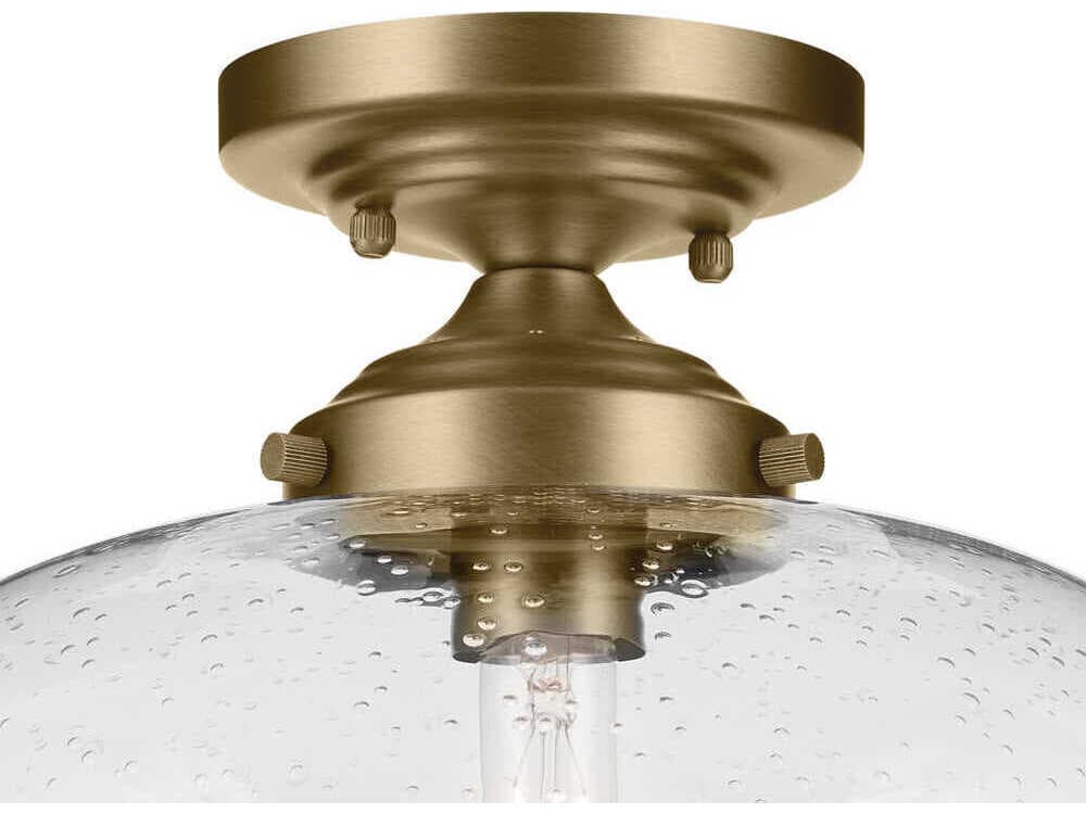 Kichler Avery 1-Light Natural Brass Globe Semi Flush Mount
