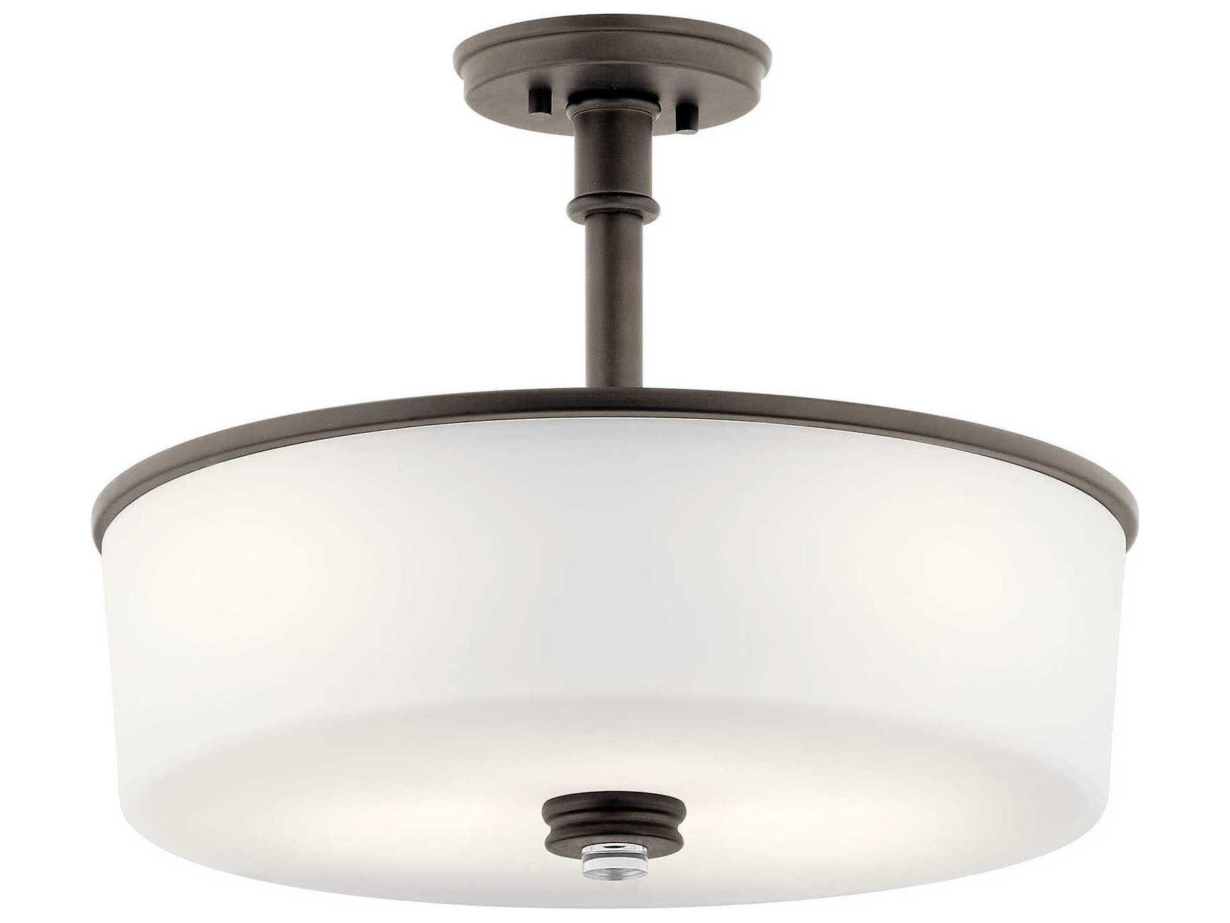 Kichler Joelson 3-Light Olde Bronze Glass Drum Round Pendant