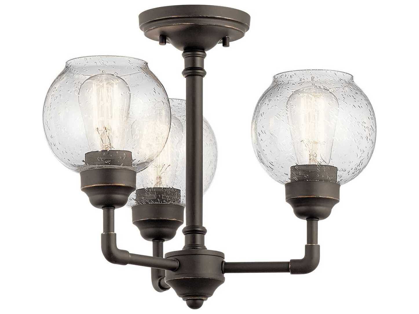 Kichler Niles 3-Light Olde Bronze Glass Globe Round Pendant