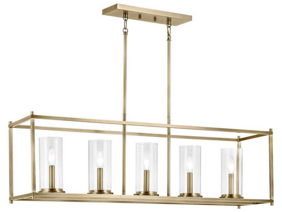 Kichler Crosby 5-Light Natural Brass Cylinder Island Pendant
