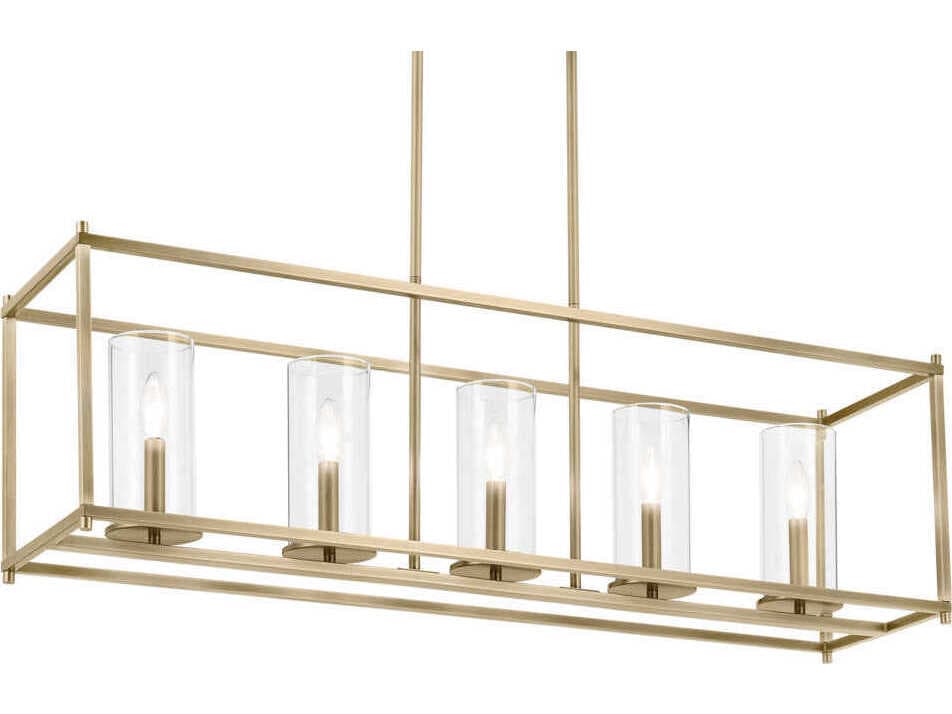 Kichler Crosby 5-Light Natural Brass Cylinder Island Pendant