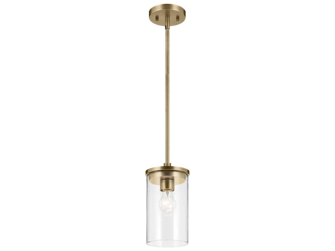 Kichler Crosby 1-Light Natural Brass Cylinder Mini Pendant