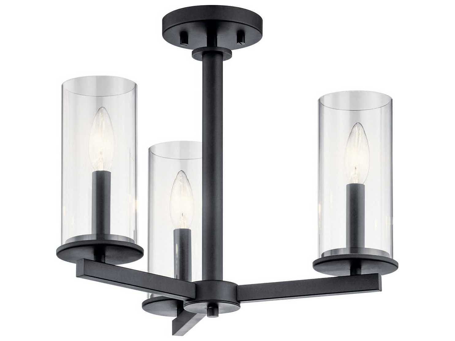 Kichler Crosby 3-Light Black Glass Cylinder Pendant