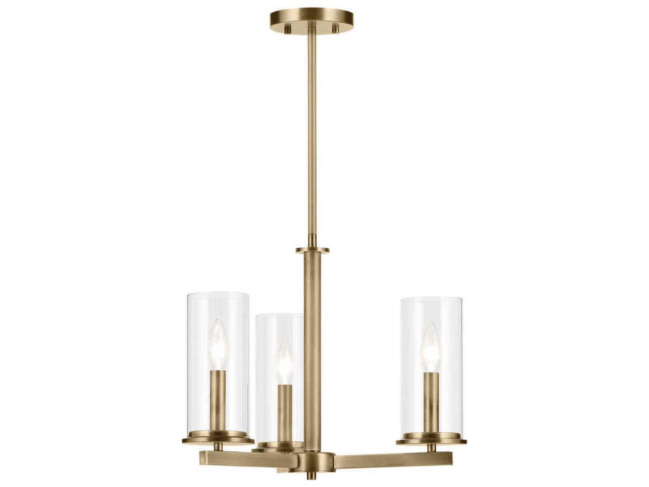 Kichler Crosby 3-Light Natural Brass Cylinder Pendant