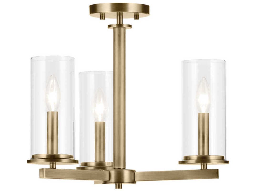 Kichler Crosby 3-Light Natural Brass Cylinder Pendant