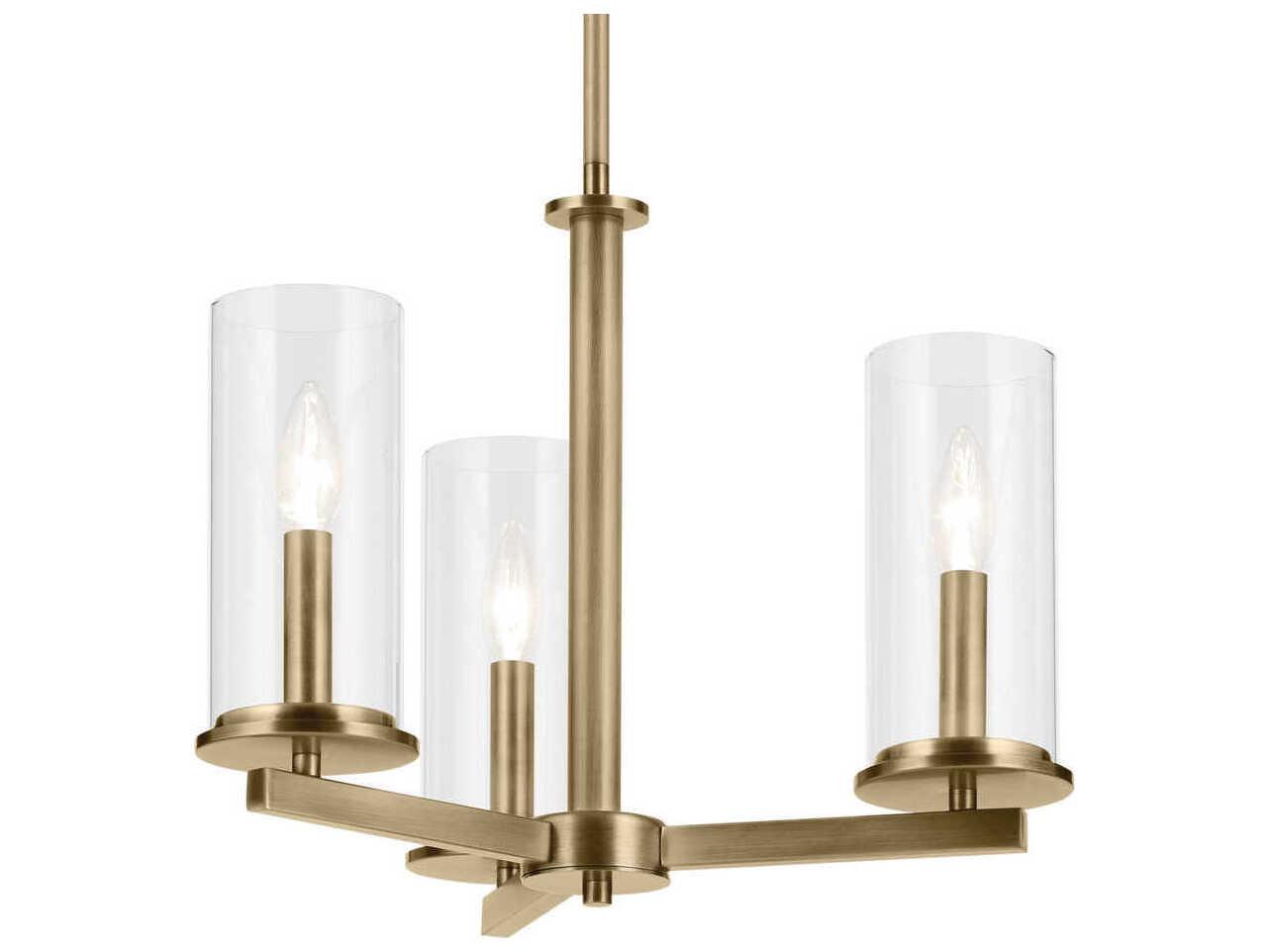 Kichler Crosby 3-Light Natural Brass Cylinder Pendant