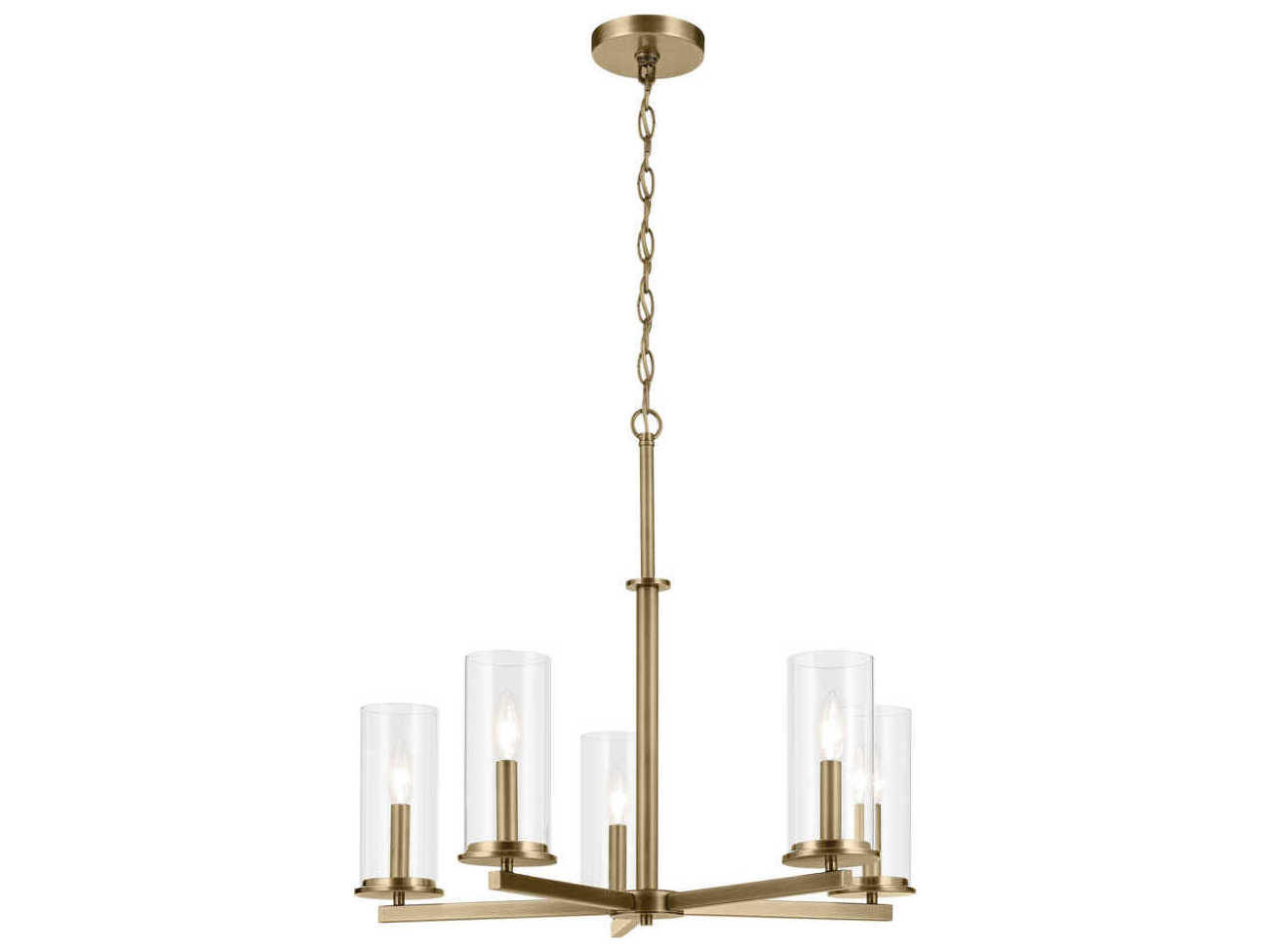 Kichler Crosby 5-Light Natural Brass Candelabra Cylinder Chandelier