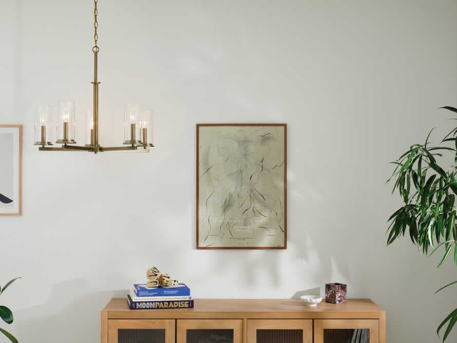 Kichler Crosby 5-Light Natural Brass Candelabra Cylinder Chandelier