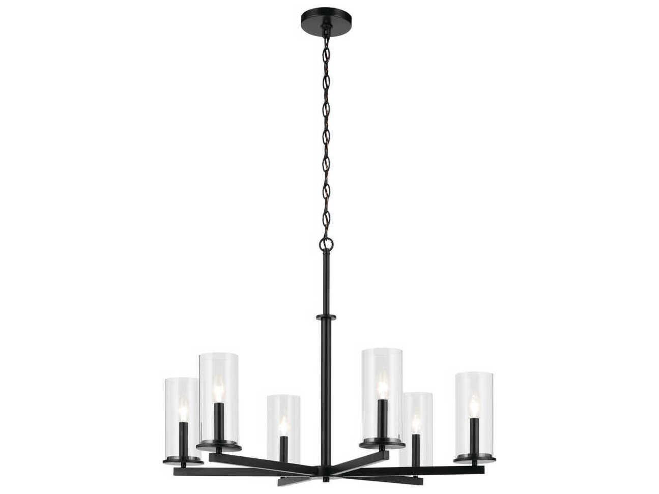 Kichler Crosby 6-Light Black Candelabra Cylinder Chandelier