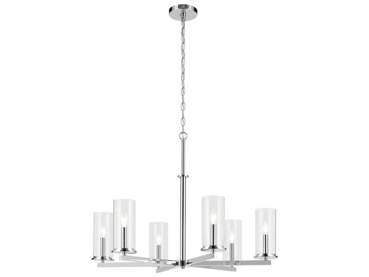 Kichler Crosby 6-Light Chrome Candelabra Cylinder Chandelier