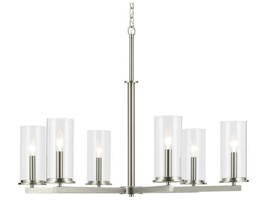 Kichler Crosby 6-Light Brushed Nickel Candelabra Cylinder Chandelier