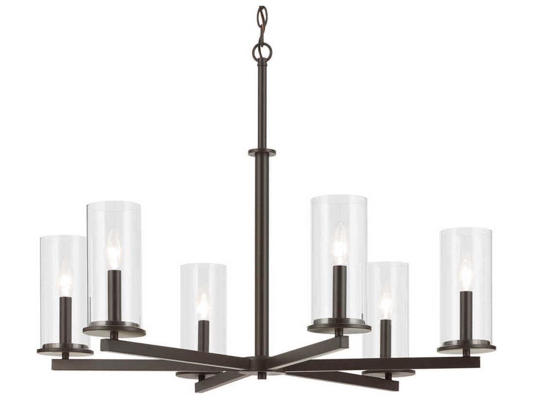 Kichler Crosby 6-Light Olde Bronze Candelabra Cylinder Chandelier