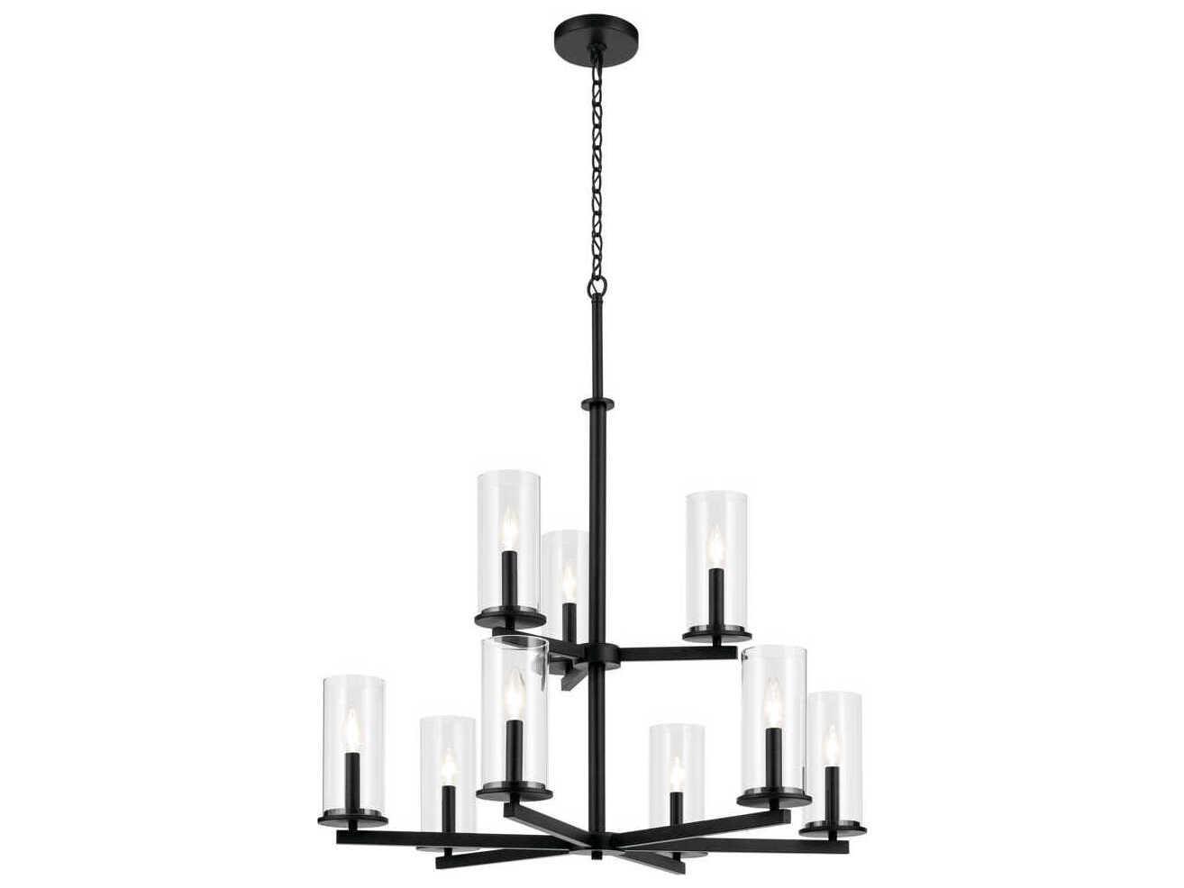 Kichler Crosby 9-Light Black Candelabra Cylinder Tiered Chandelier
