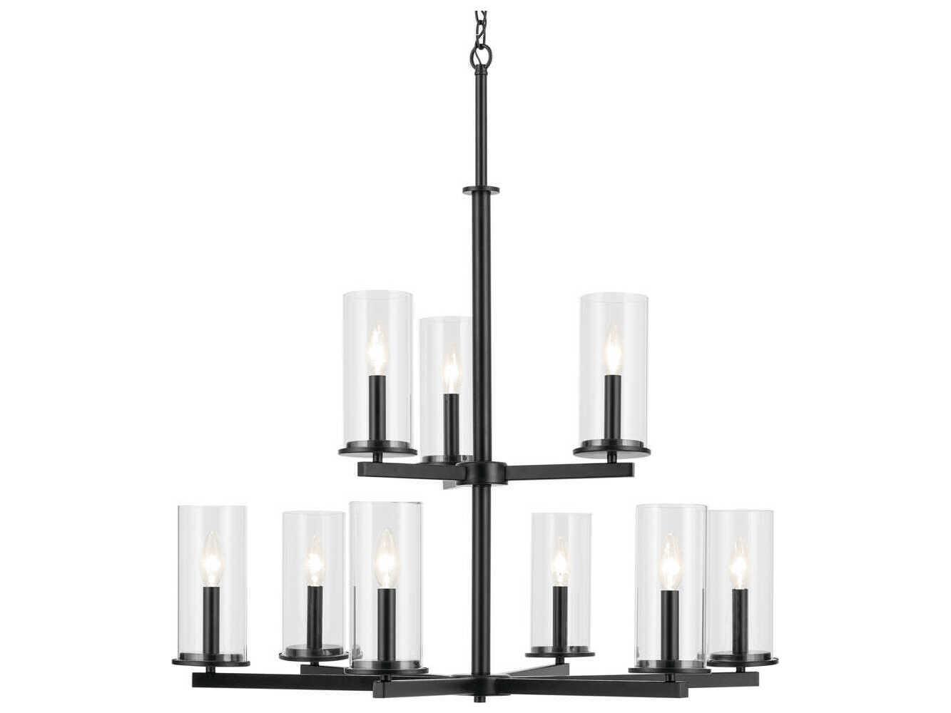 Kichler Crosby 9-Light Black Candelabra Cylinder Tiered Chandelier