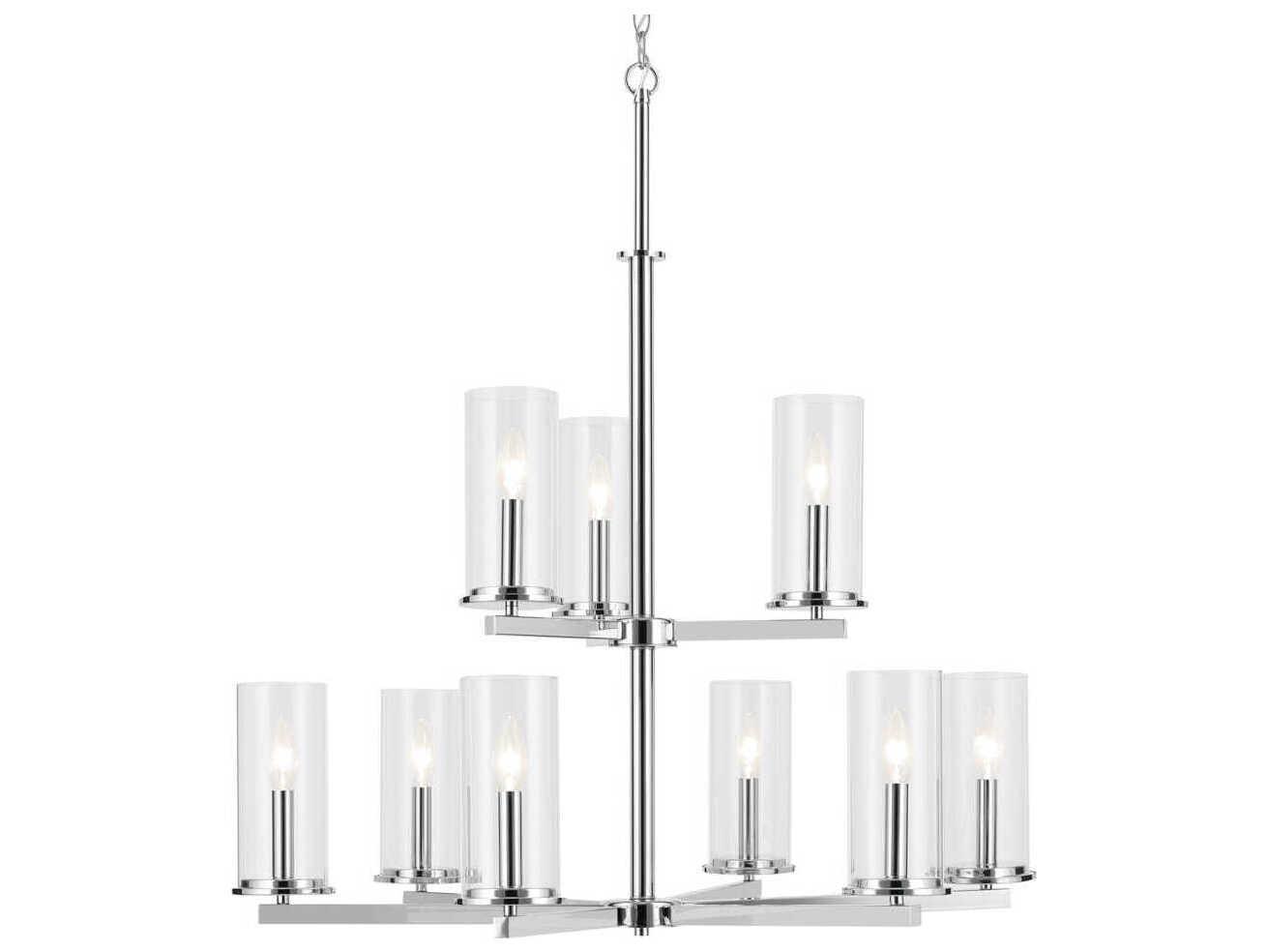 Kichler Crosby 9-Light Chrome Candelabra Cylinder Tiered Chandelier