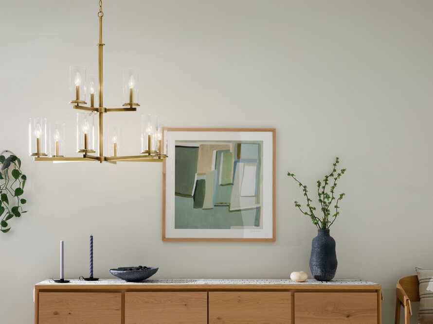 Kichler Crosby 9-Light Natural Brass Candelabra Cylinder Tiered Chandelier