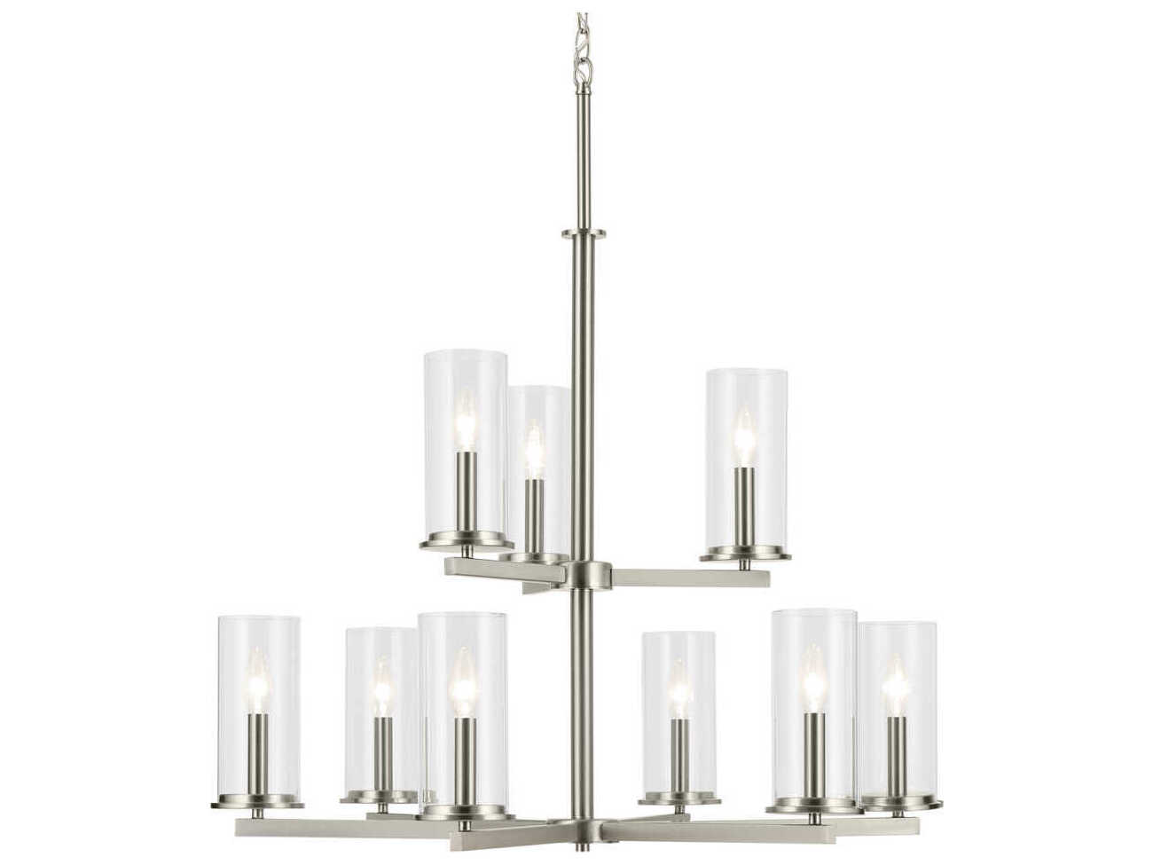 Kichler Crosby 9-Light Brushed Nickel Candelabra Cylinder Tiered Chandelier