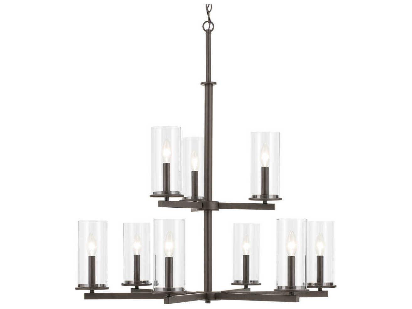 Kichler Crosby 9-Light Olde Bronze Candelabra Cylinder Tiered Chandelier