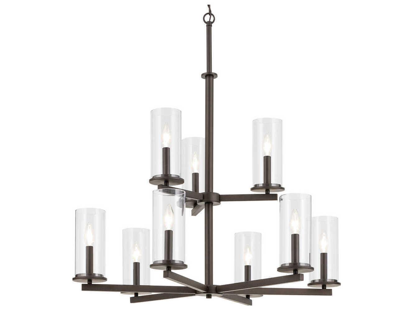 Kichler Crosby 9-Light Olde Bronze Candelabra Cylinder Tiered Chandelier
