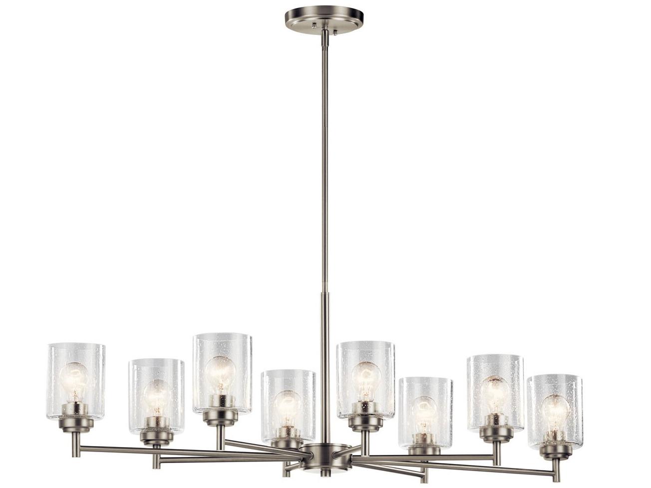 Kichler Winslow 8-Light Brushed Nickel Glass Cylinder Island Pendant