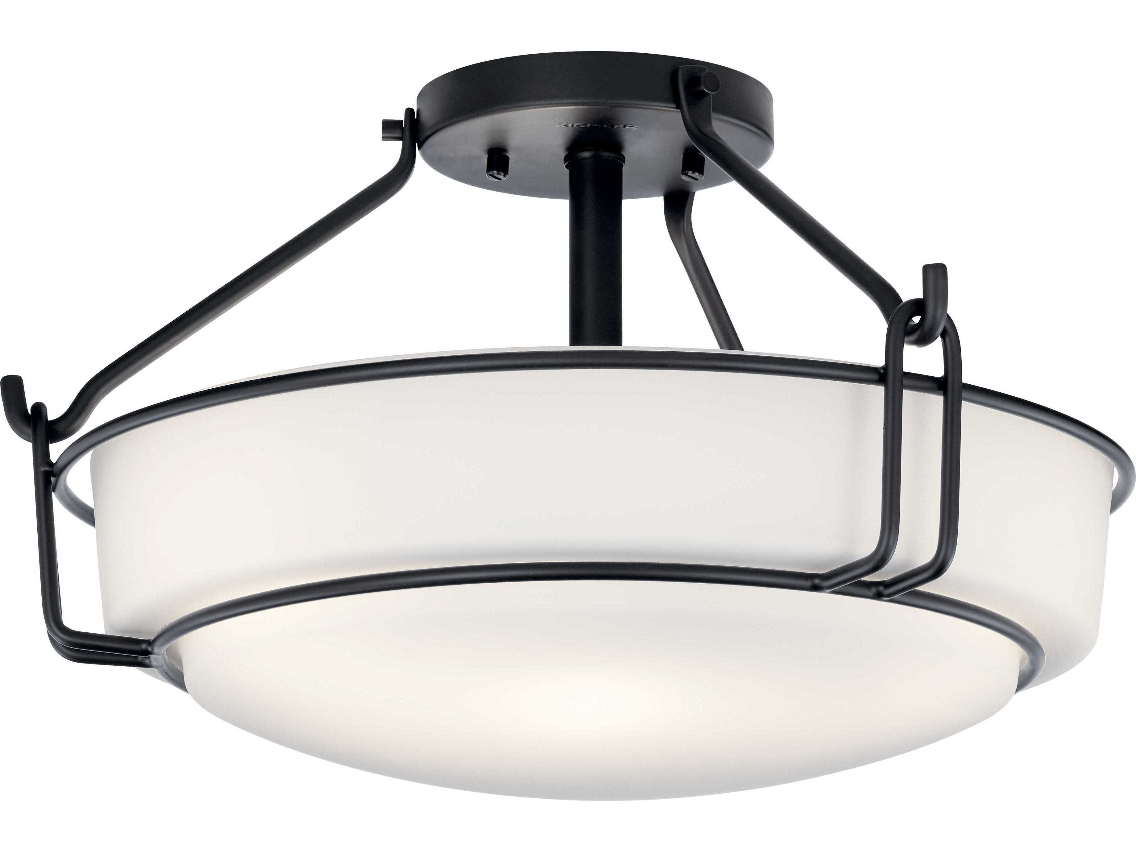 Kichler Alkire 3-Light Black Glass Bowl Semi Flush Mount