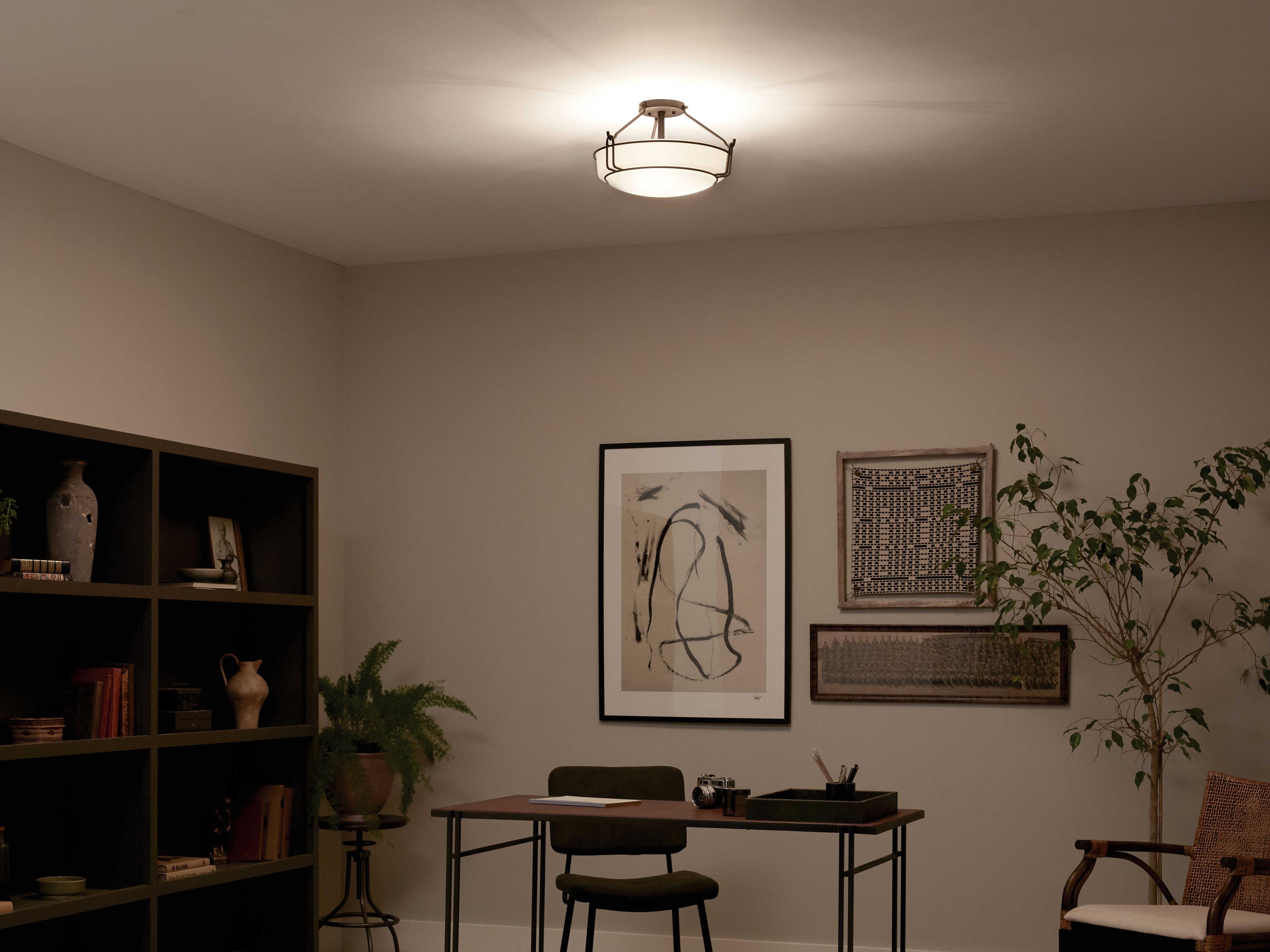 Kichler Alkire 3-Light Black Glass Bowl Semi Flush Mount