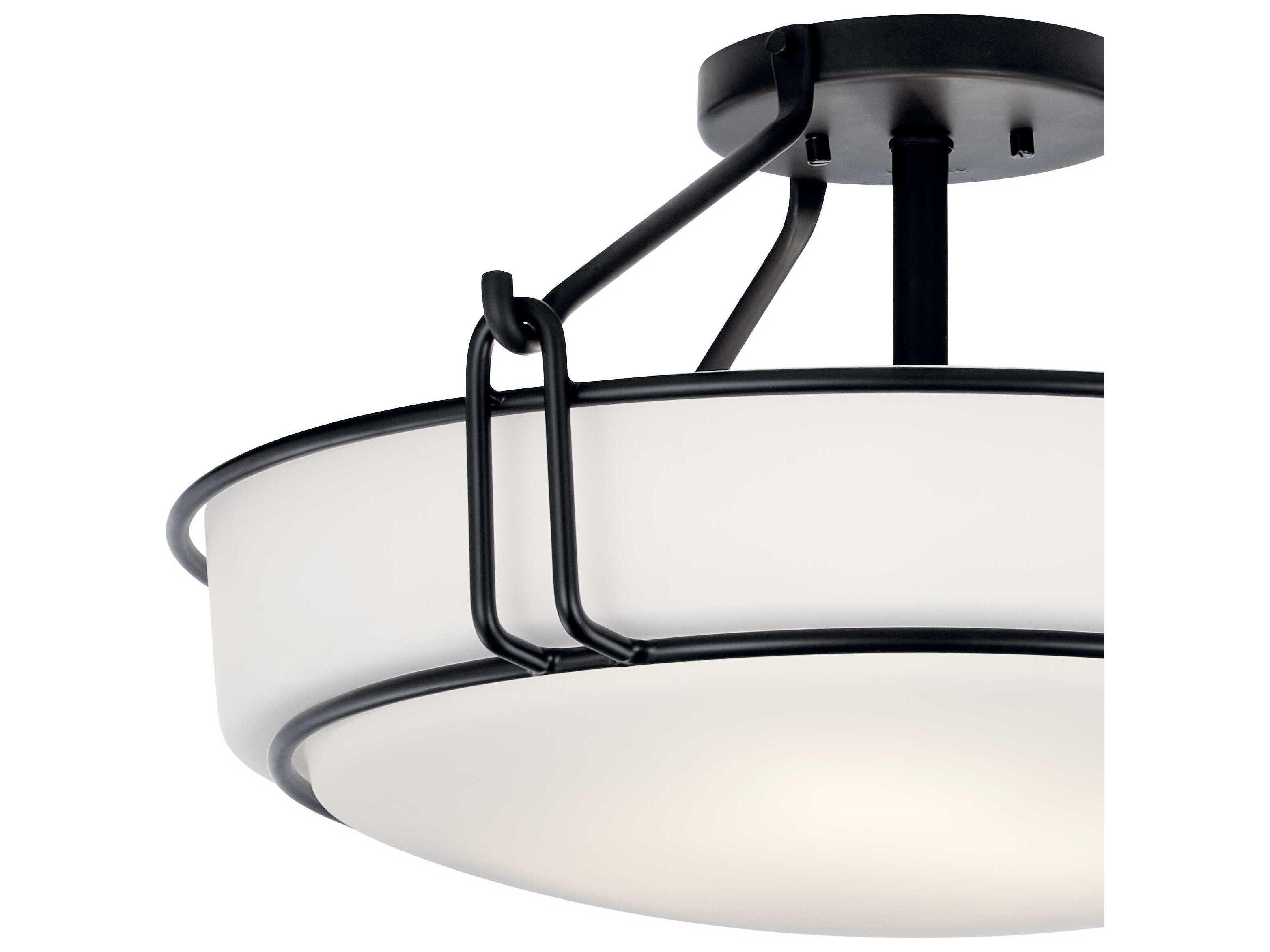 Kichler Alkire 4-Light Black Glass Bowl Semi Flush Mount