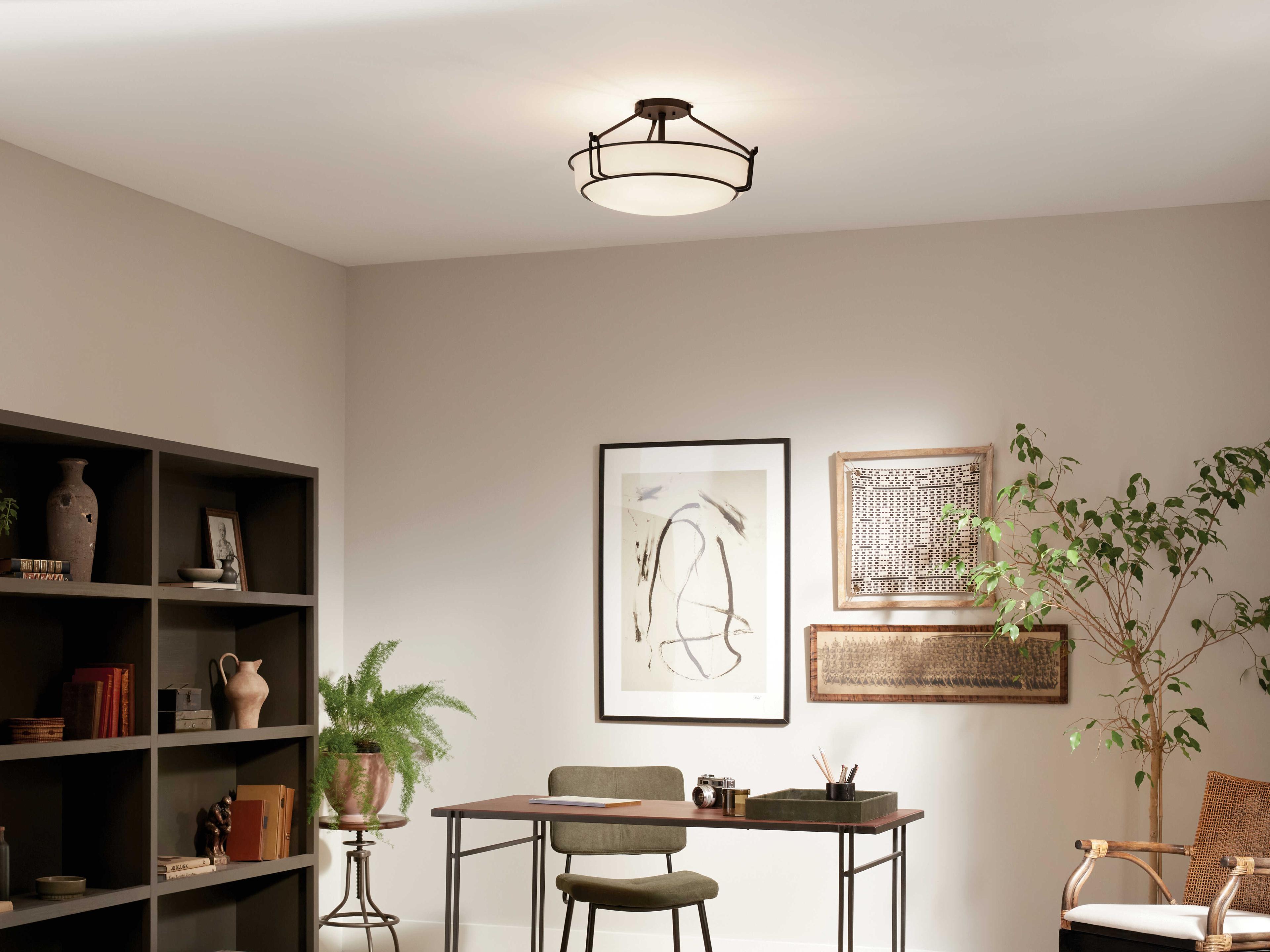 Kichler Alkire 4-Light Black Glass Bowl Semi Flush Mount