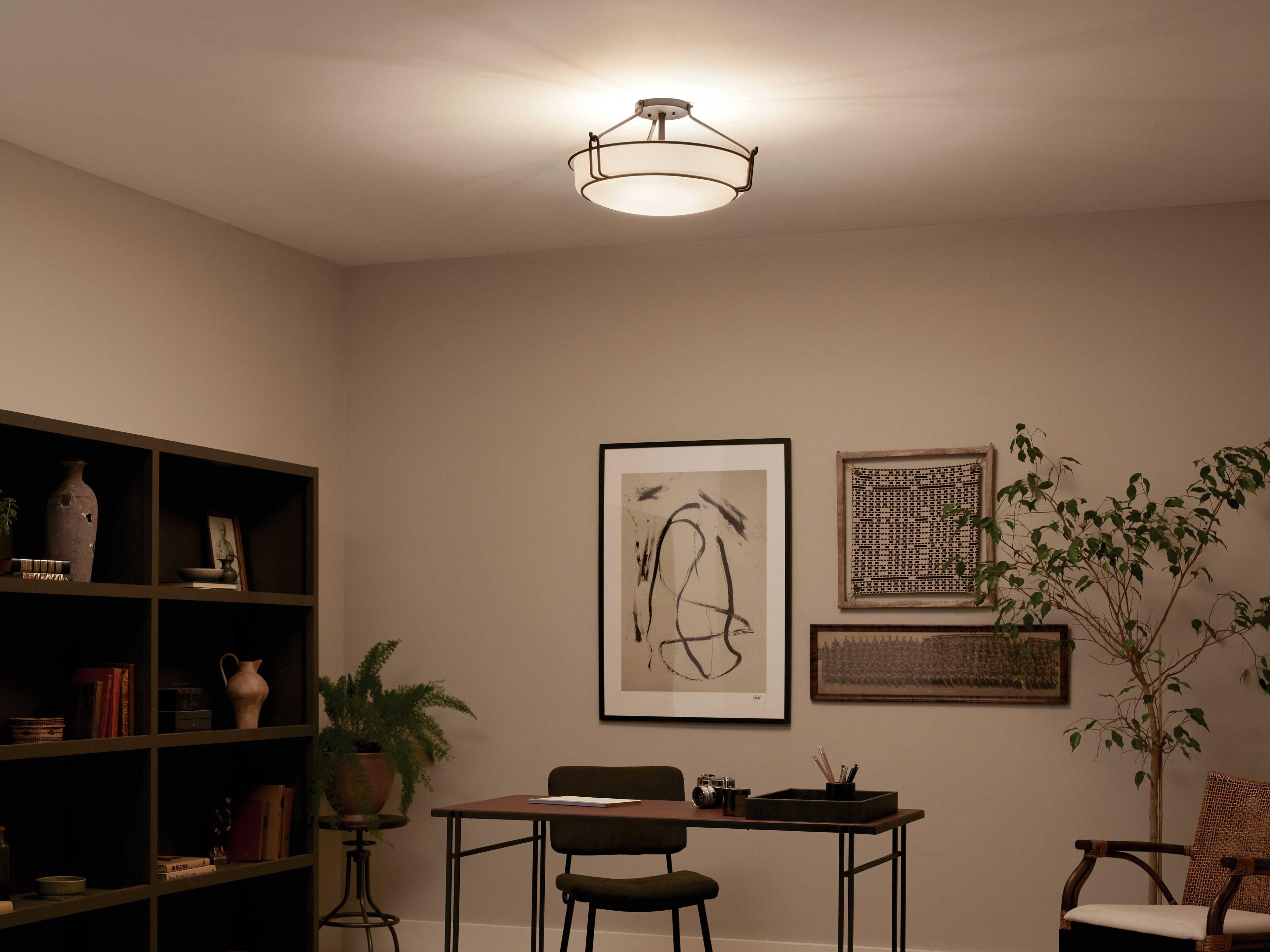 Kichler Alkire 4-Light Black Glass Bowl Semi Flush Mount