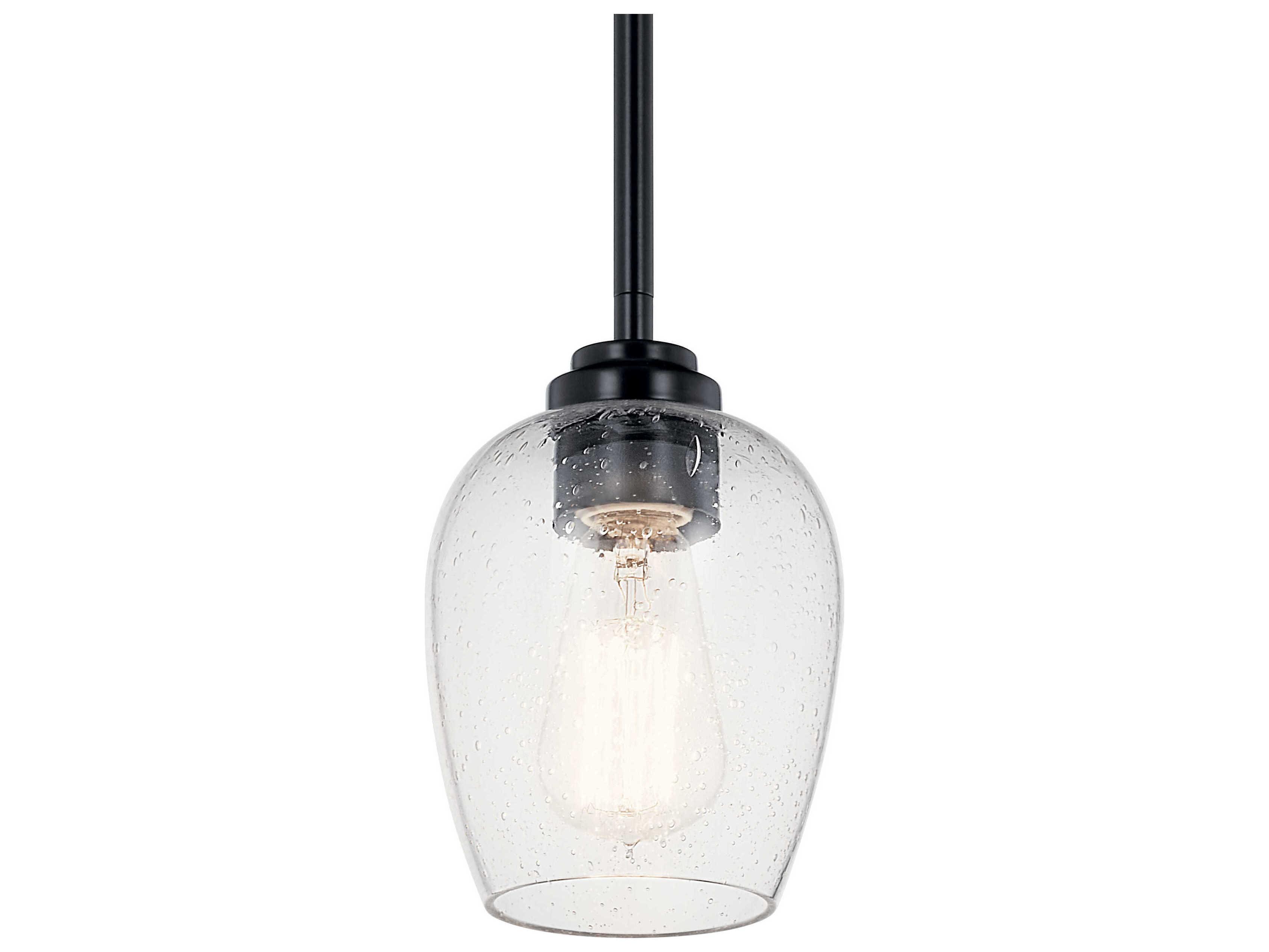 Kichler Valserrano 1-Light Brushed Nickel Black Glass Bell Mini Pendant