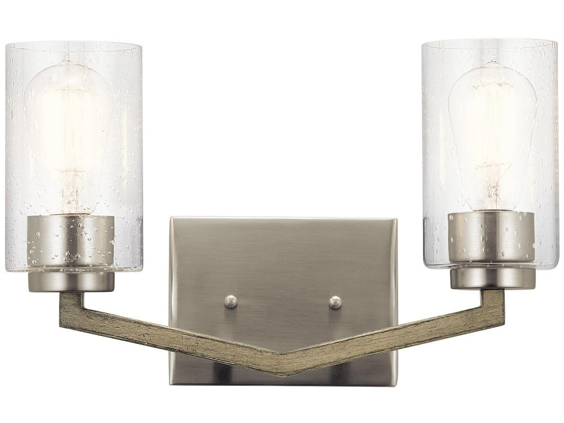 Kichler Deryn 2-Light Distressed Antique Gray Glass Vanity Light