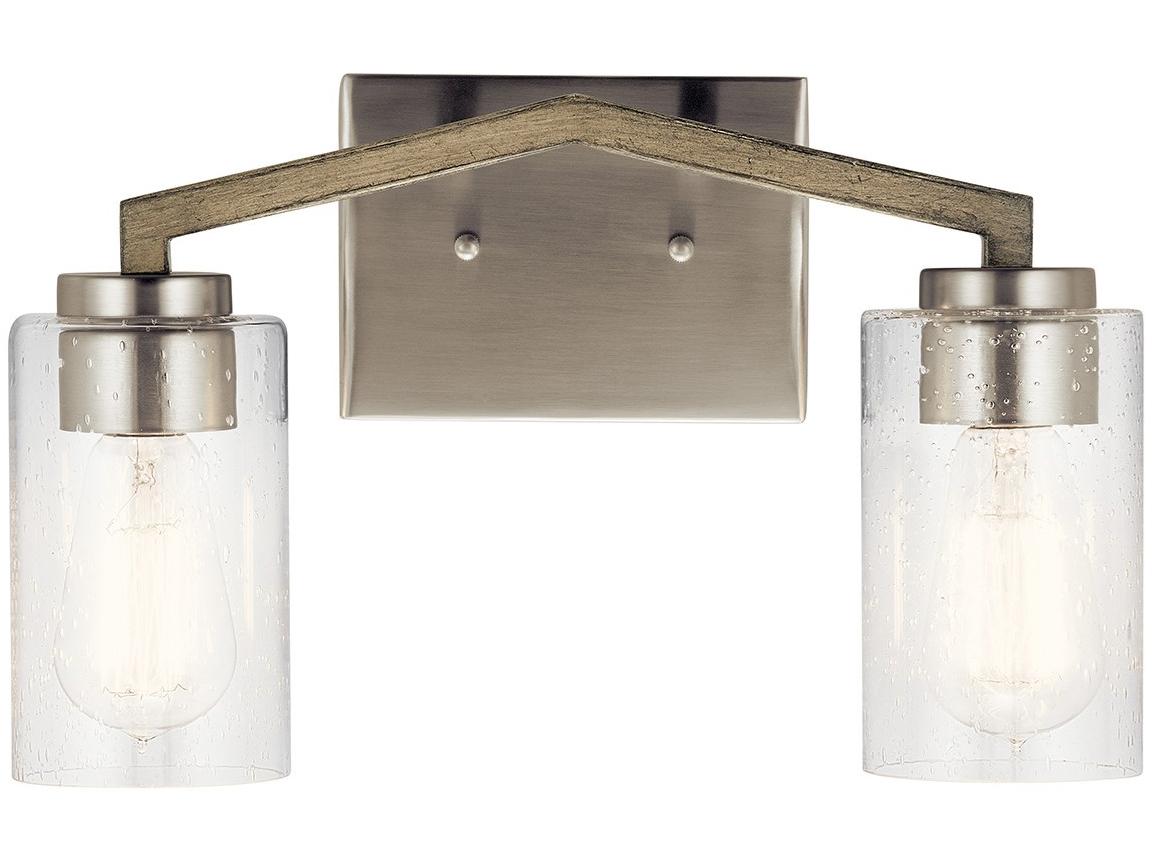 Kichler Deryn 2-Light Distressed Antique Gray Glass Vanity Light