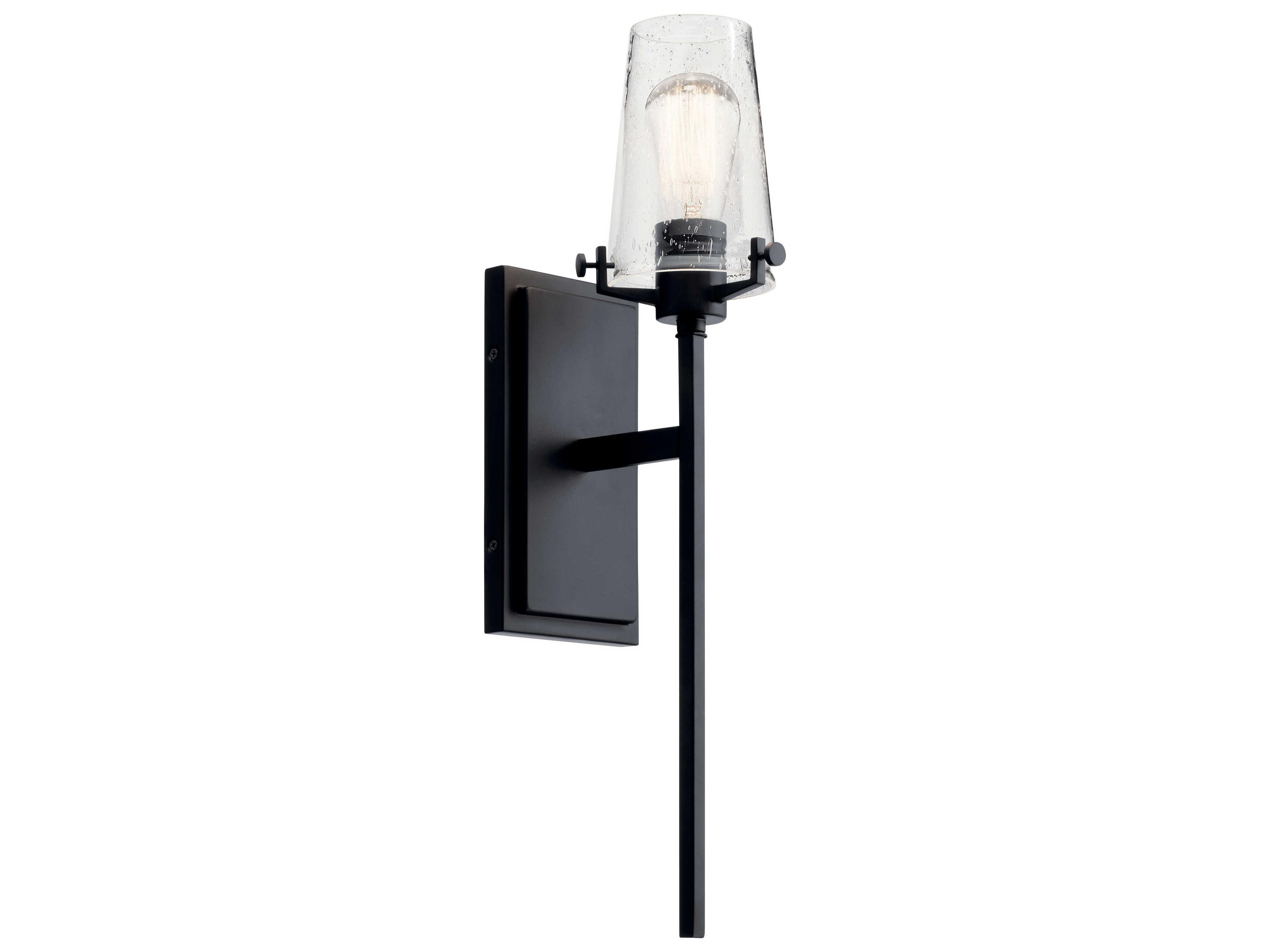 Kichler Alton 1-Light Black Glass Wall Sconce
