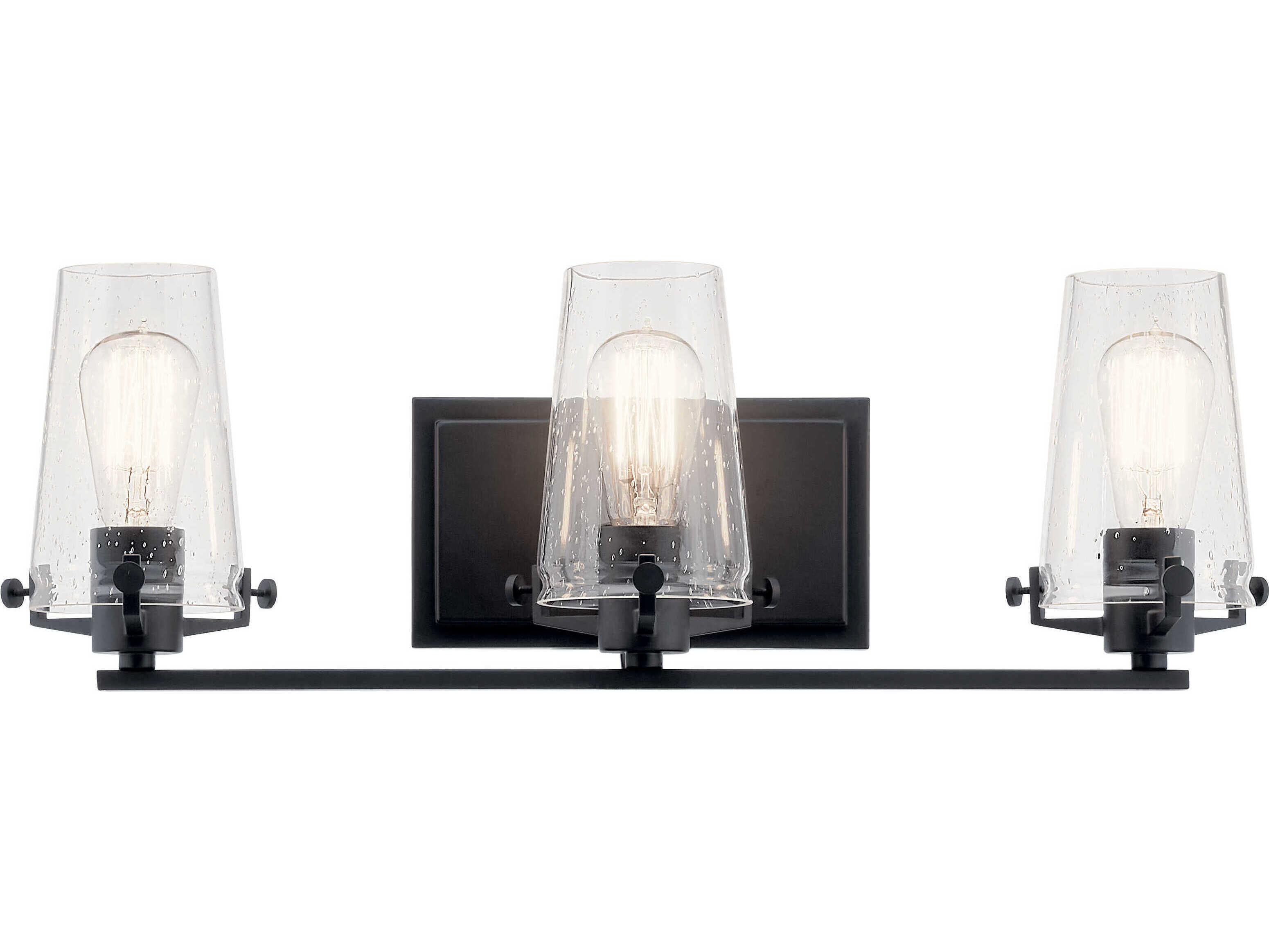 Kichler Alton 3-Light Black Glass Vanity Light