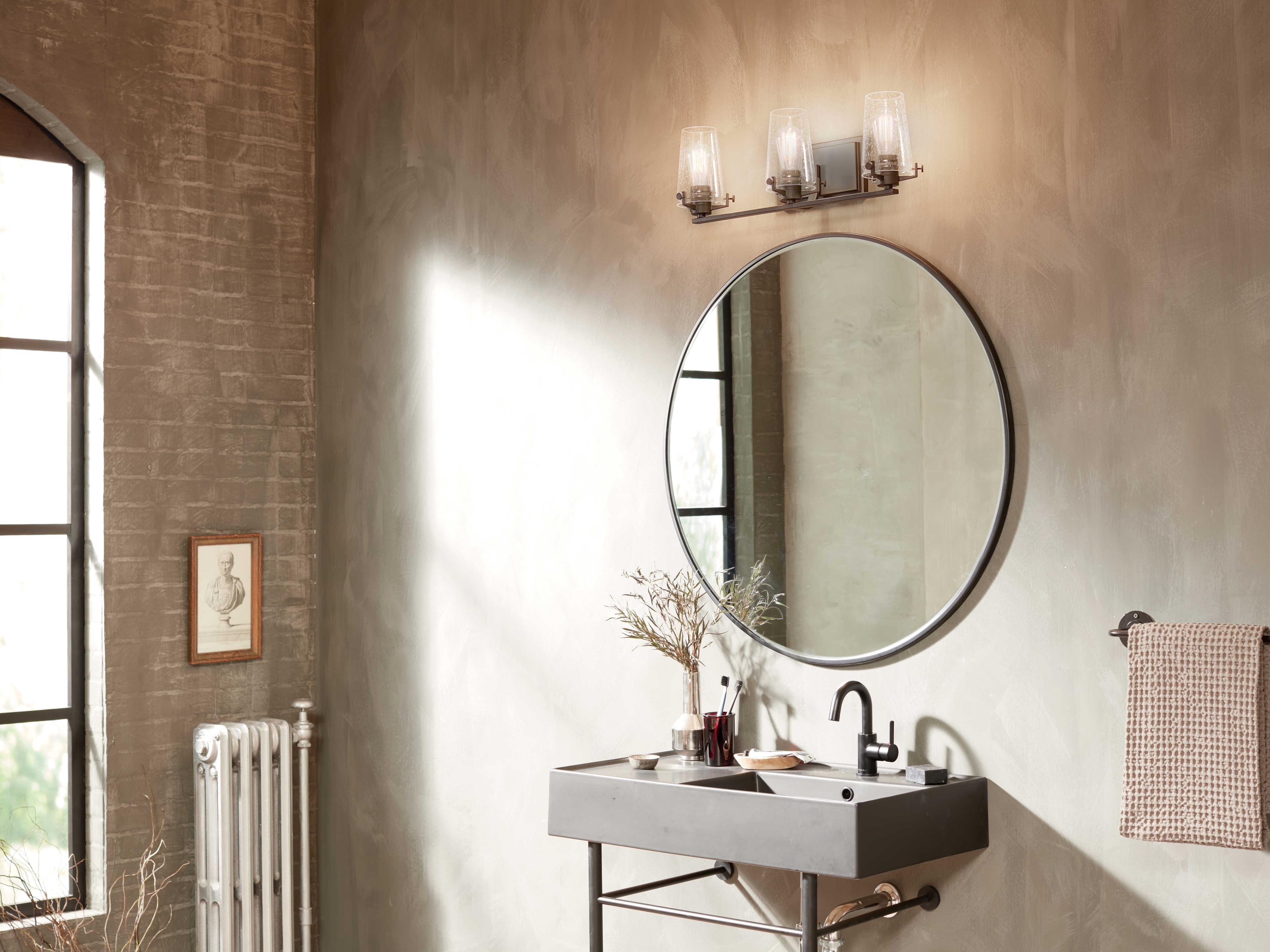 Kichler Alton 3-Light Black Glass Vanity Light