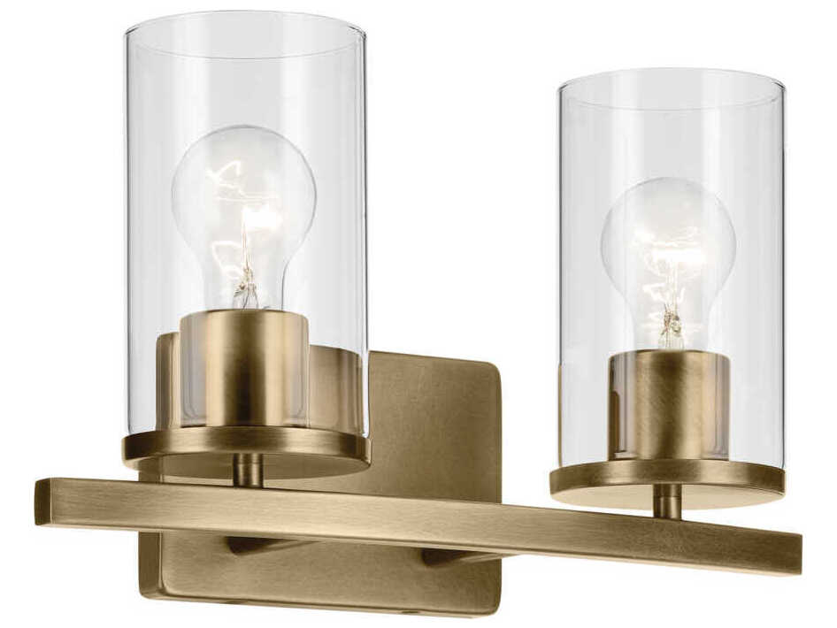 Kichler Crosby 2-Light Natural Brass Vanity Light