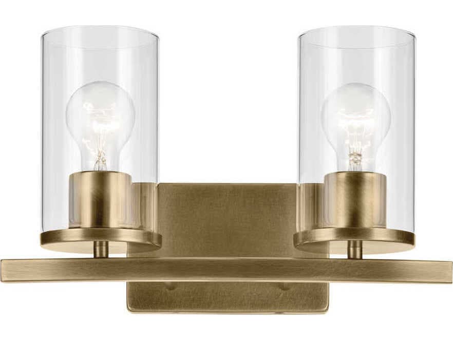 Kichler Crosby 2-Light Natural Brass Vanity Light