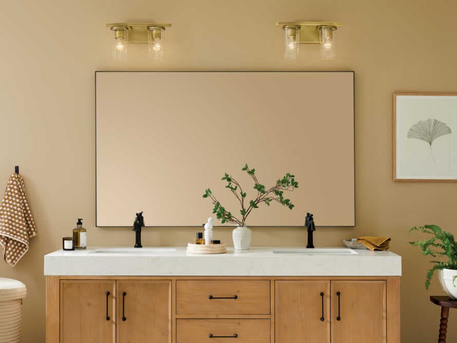Kichler Crosby 2-Light Natural Brass Vanity Light