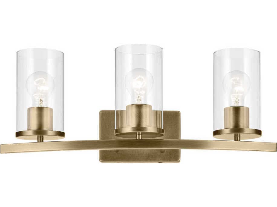 Kichler Crosby 3-Light Natural Brass Vanity Light