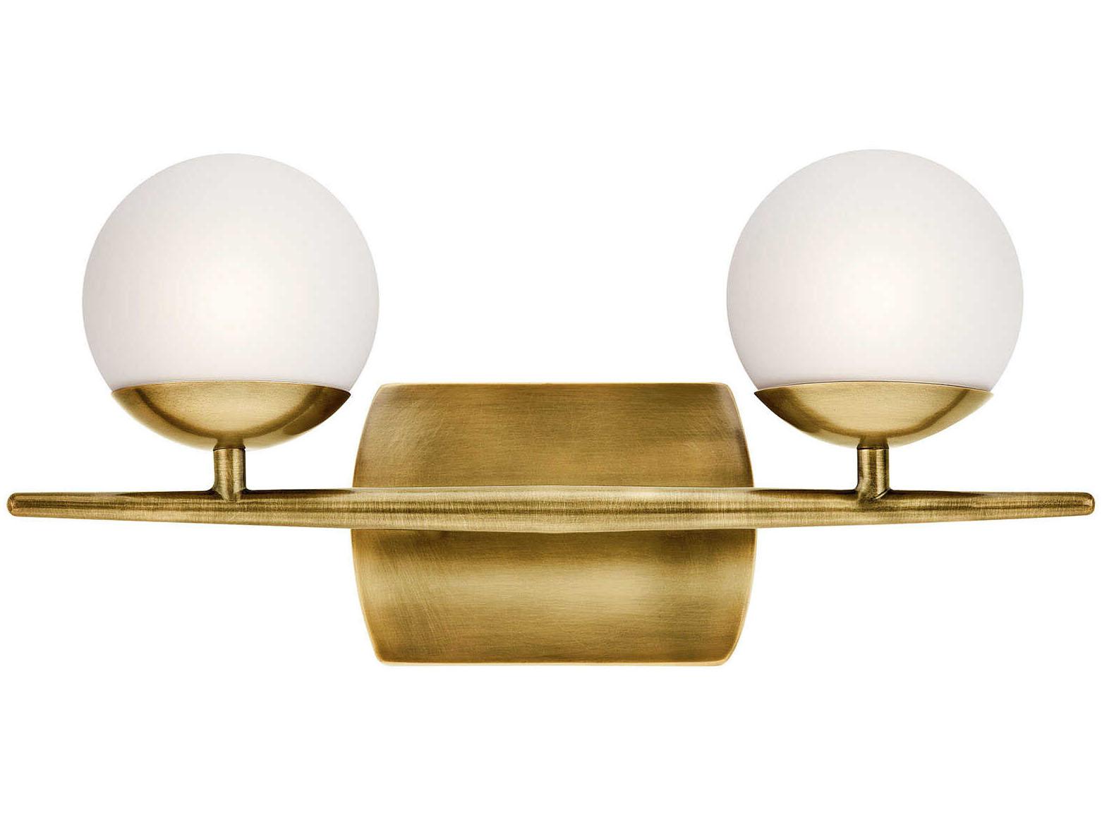 Kichler Jasper 2-Light Natural Brass Glass Vanity Light