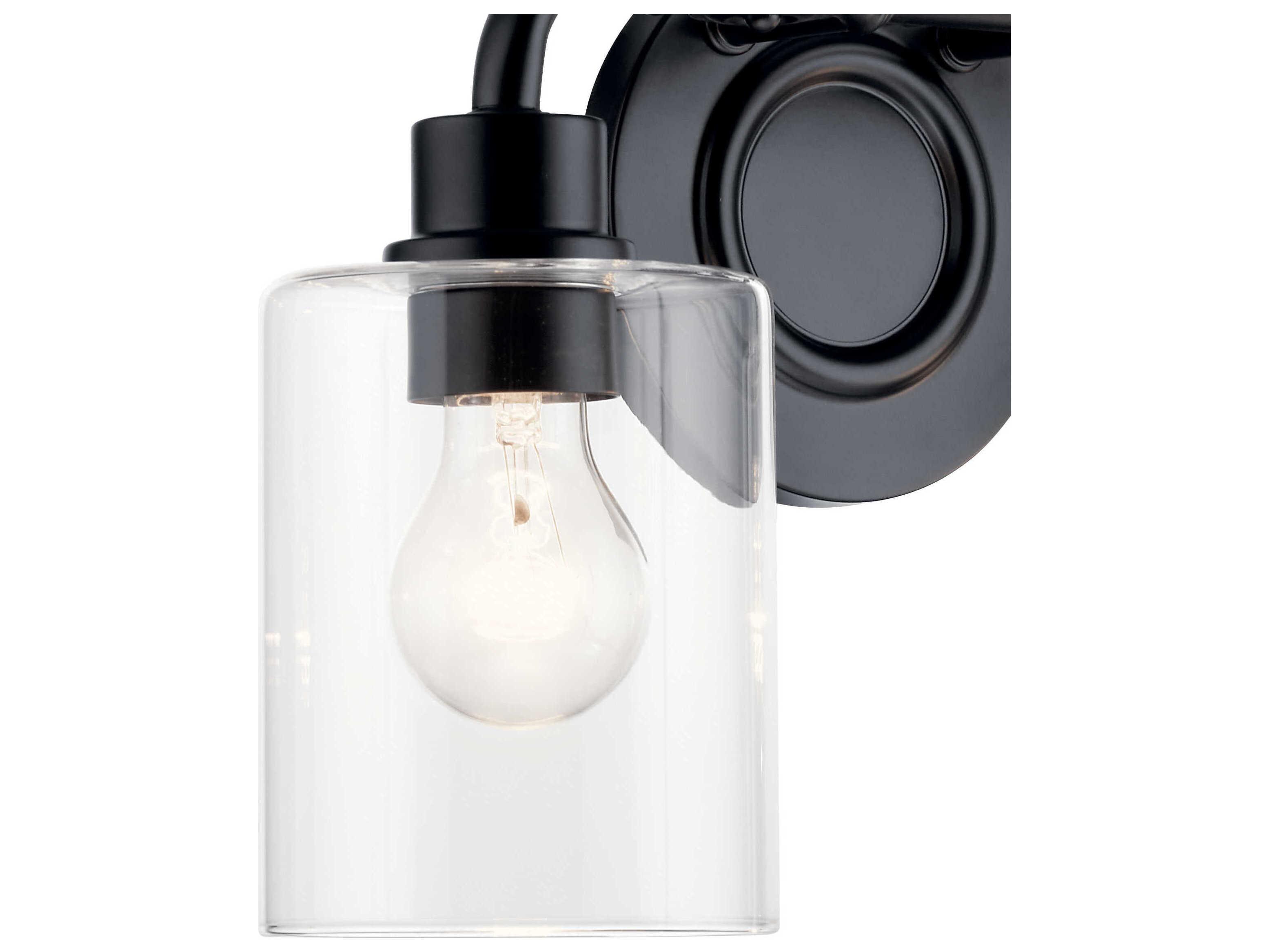 Kichler Gunnison 2-Light Black Glass Vanity Light