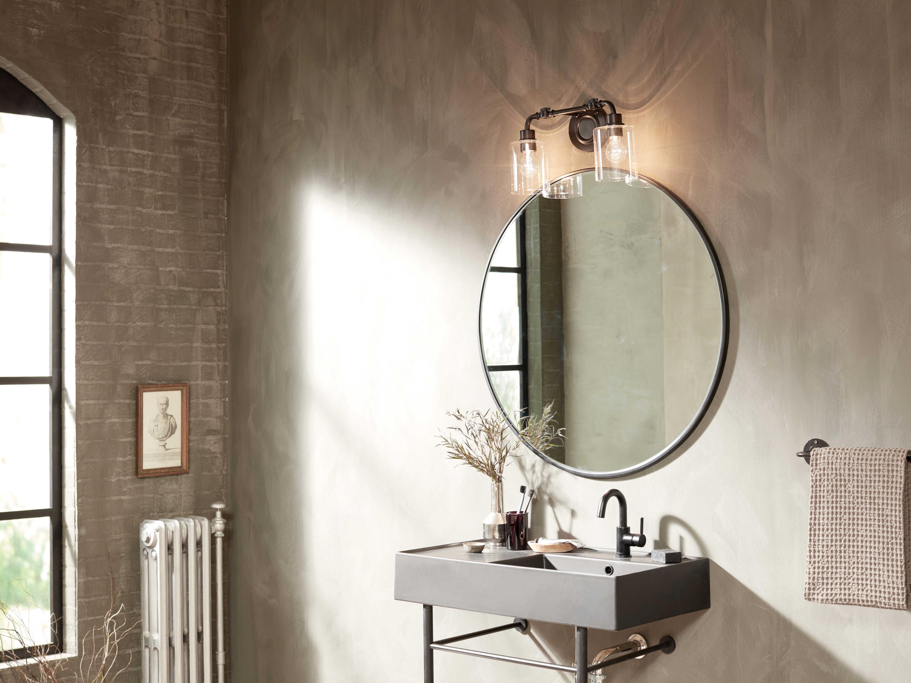 Kichler Gunnison 2-Light Black Glass Vanity Light