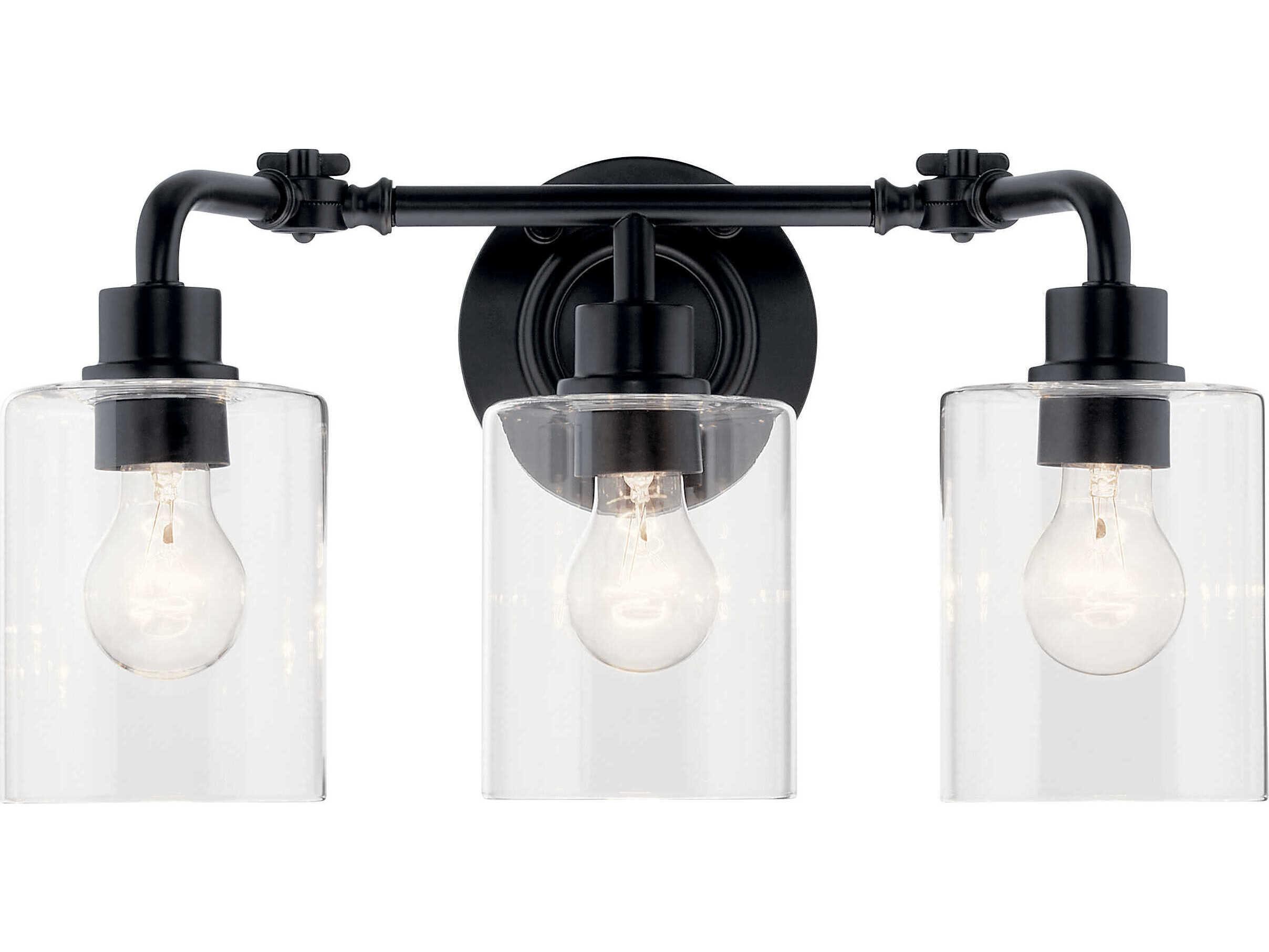 Kichler Gunnison 3-Light Black Glass Vanity Light