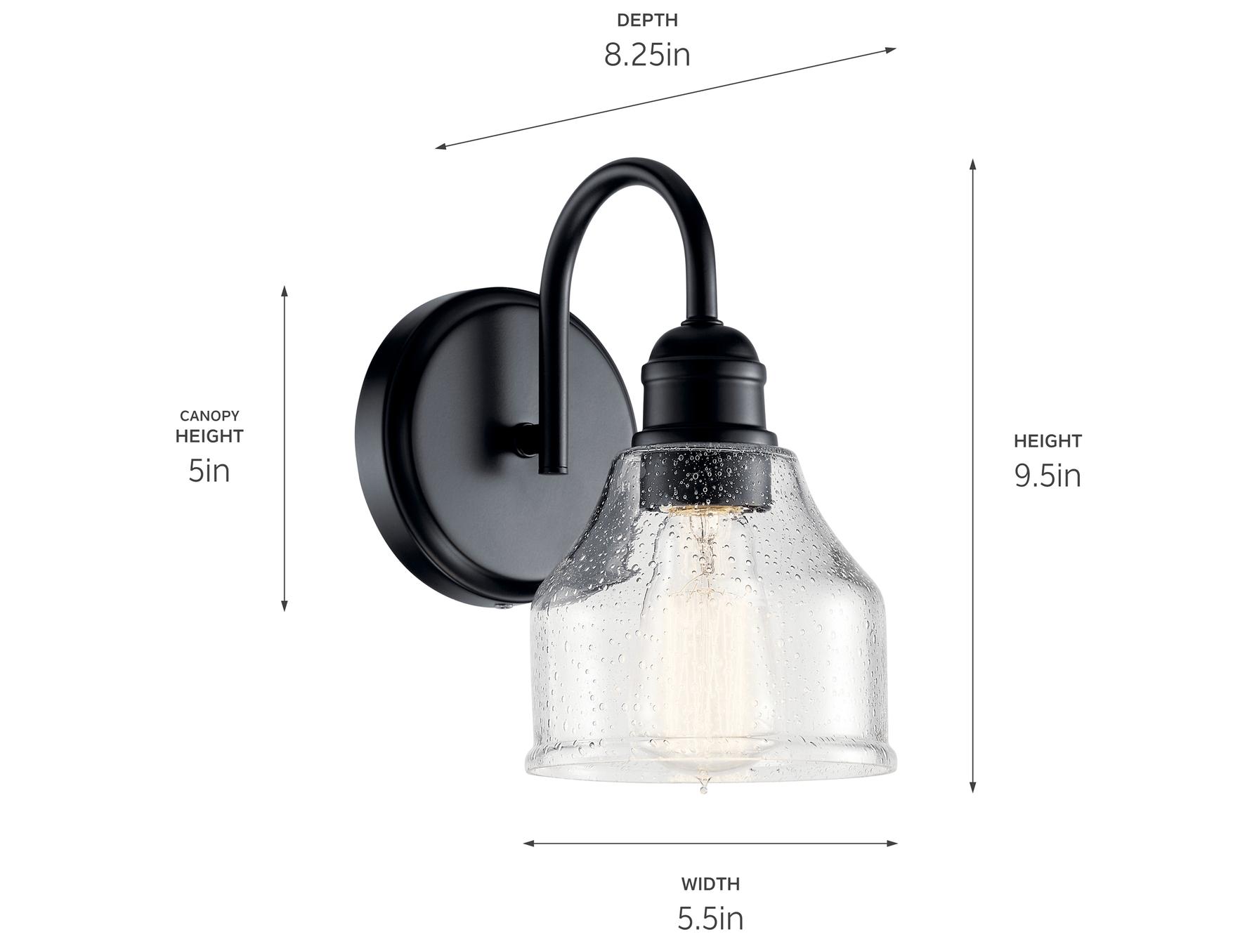 Kichler Avery 1-Light Black Wall Sconce